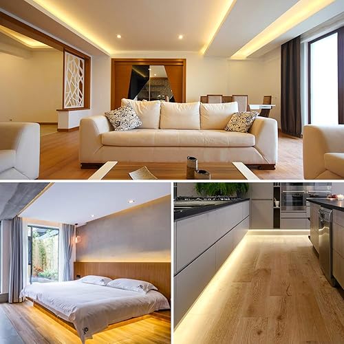 Miniatura 5 de Marreal Tira de luces LED de color blanco cálido de 39.4 ft, regulable, 3000 K, SMD 2835, 300 LED, superadhesivas, juego completo, no impermeable y