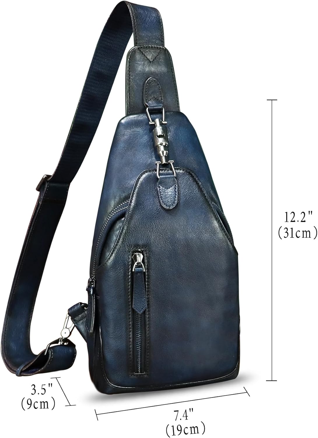 Genuine Leather Sling Bag for Women and Men Vintage Handmade Leather Sling Backpack Fashion Crossbody Bag Chest Purse - Image 5