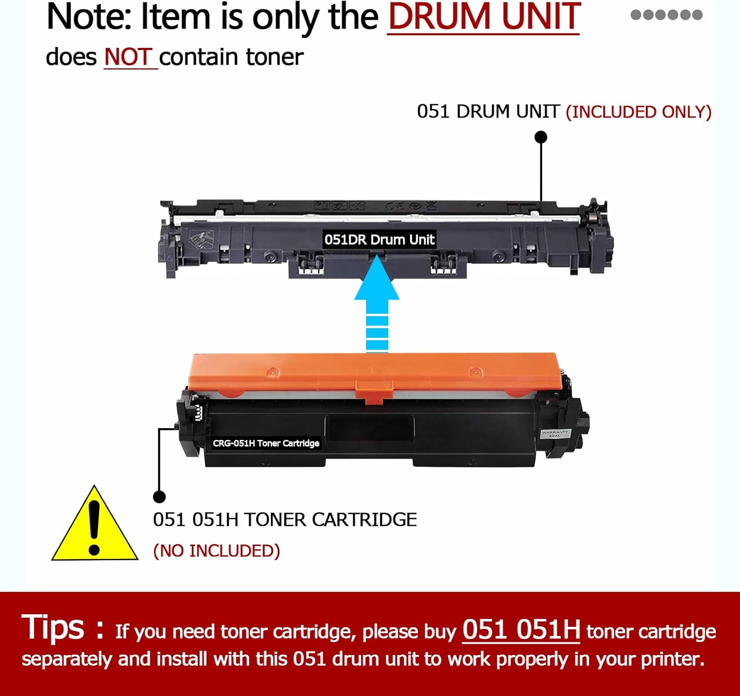 Leize Compatible 051 Drum Unit Replacement for Canon 051 2170C001 Drum Cartridge use for imageCLASS LBP162dw MF264dw MF267dw MF269dw LBP160 MF260 Laser Printer Series - 1 Pack Black (23,000 Pages)