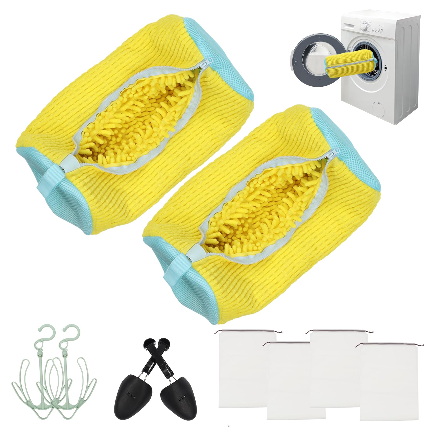 Shoe Washing Machine Bag, Laundry Shoe Bag for Washer and Dryer, Reusable Shoe Cleaning Bag for Sneaker Tennis Shoes Unstain Cleaner Kit (10-PCS