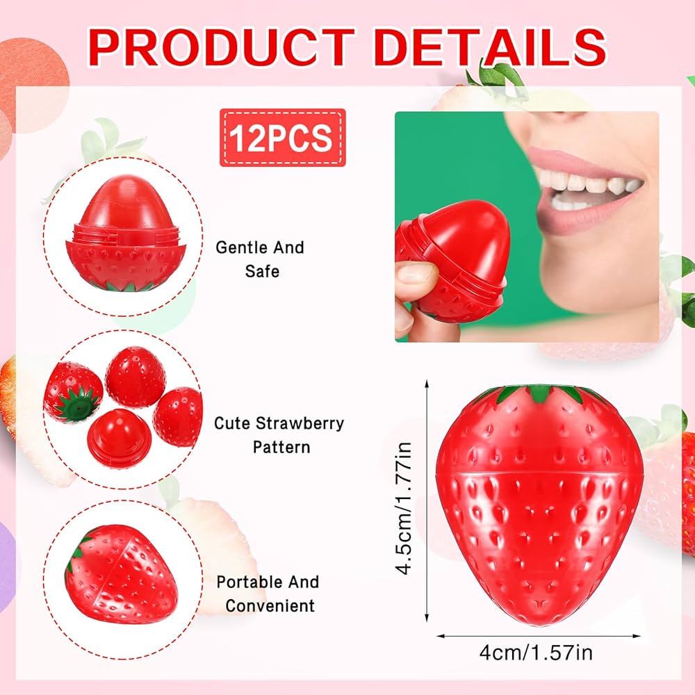 Amazon.com : Dimsile 12 Pcs Cute Lip Balm Strawberry Wrinkle