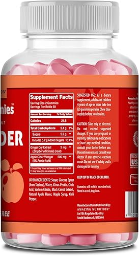 Miniatura 2 de Amazing Formulas Suplemento de vinagre de sidra de manzana  120 gomitas  Sabor de sidra de manzana  Sin gelatina  Sin OMG  Sin gluten  Fabricado en