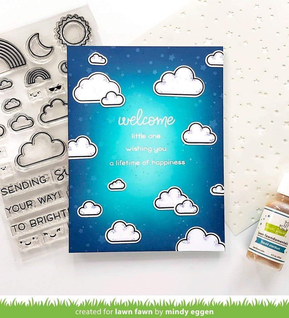Lawn Fawn All The Clouds 4"x6" Clear Stamps and Coordinating Dies, 2 Item Bundle (LF2331, LF2332)