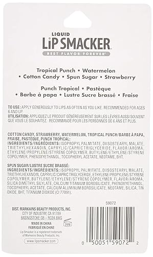 Miniatura 4 de Lip Smacker Paquete de la amistad de brillo de labios con sabor líquido Paleta de maquillaje de sombra de ojos tropical, sandía, algodón de azúcar