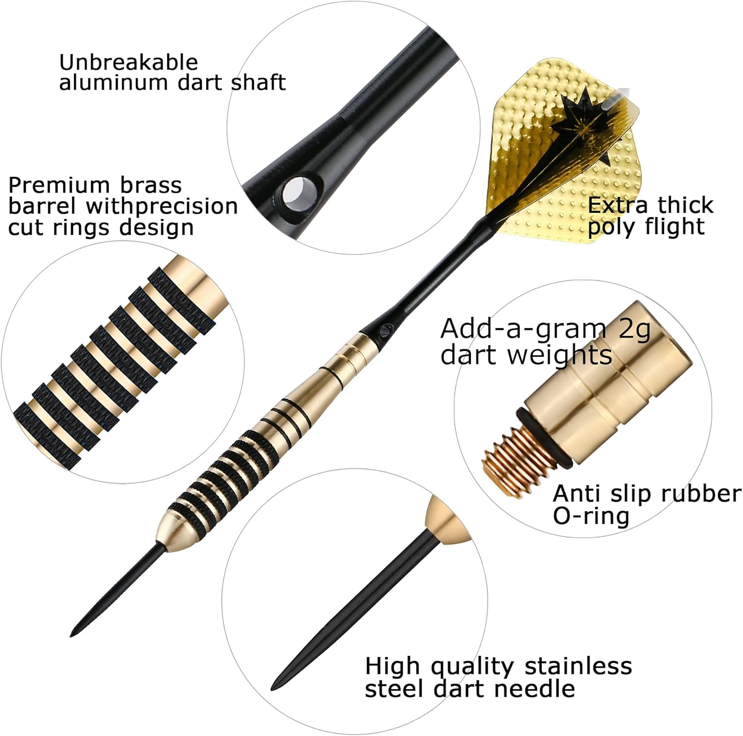 Set Freccette Professionali 22g - Punta In Acciaio, Tungsteno 90%, Con Ali E Ricambi, Per Principianti Ed Esperti - Foto 3