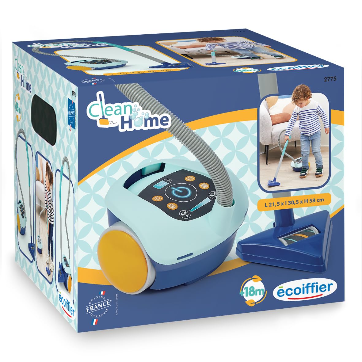 Ecoiffier Toys - 2775 - odkurzacz kabinowy - zestawy imitacji dla dzieci - od 18 miesięcy - Wyprodukowano we Francji