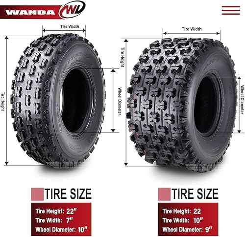 Miniatura 4 de WANDA Juego de 4 neumáticos Race ATV 22x7-10 y 22x10-9 aptos para Honda Sportrax 250EX 300EX 2004
