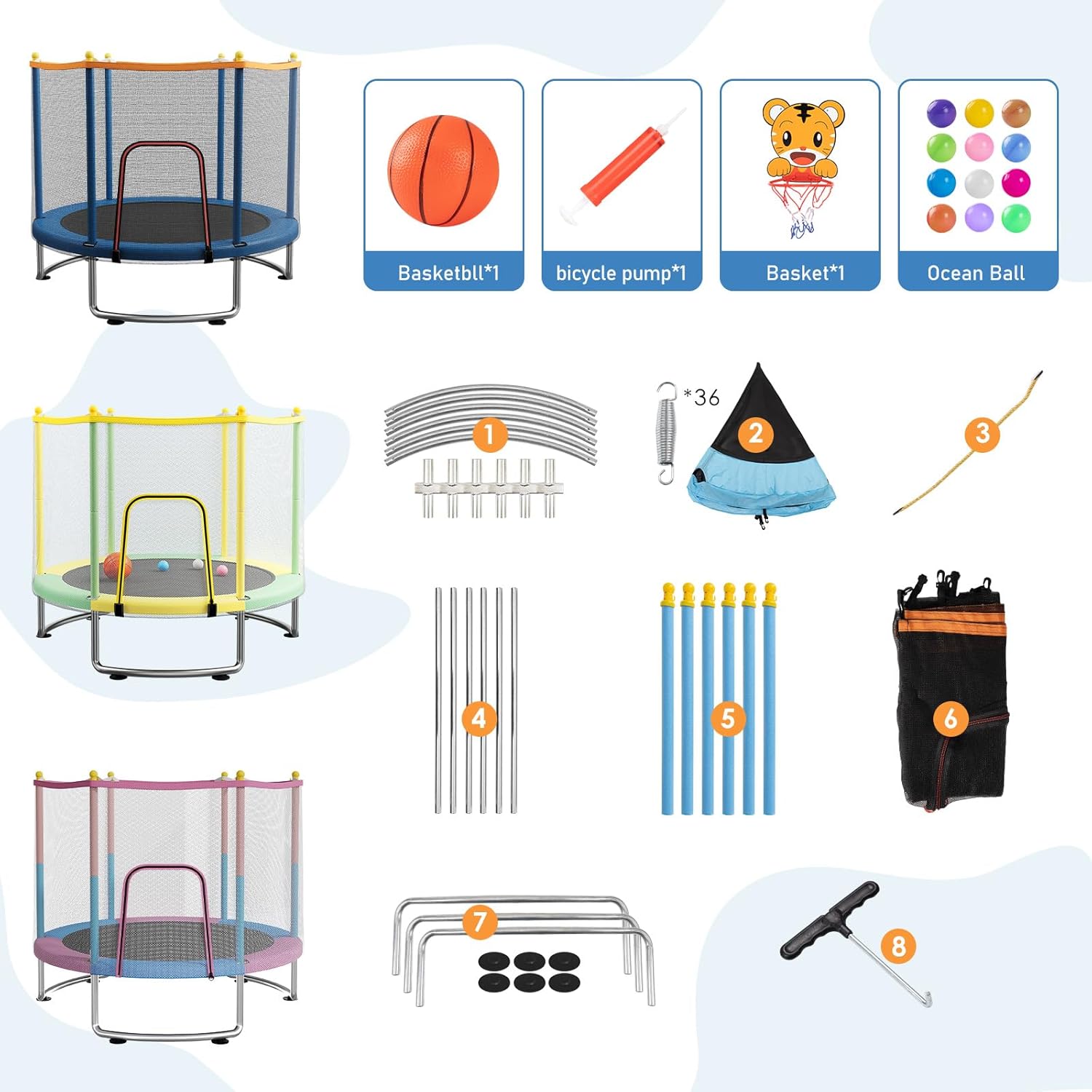 Trampoline for Kids, Upgrade Full Anti-Rust Toddler Trampoline with Net