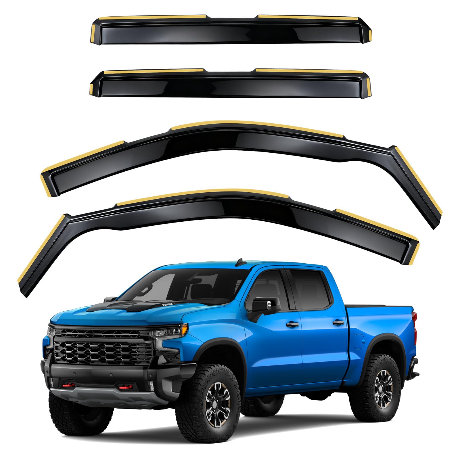 Photo 1 of ***PHOTO AND DESCRIPTION ONLY FOR REFERENCE***TECHPICCO Upgrade in-Channel Rain Guards for Chevy Silverado/GMC Sierra 1500 2019-2026, Side Window Guard Shade Deflectors Compatible with Chevy Silverado/GMC Sierra 1500 Accessories 2019-2026