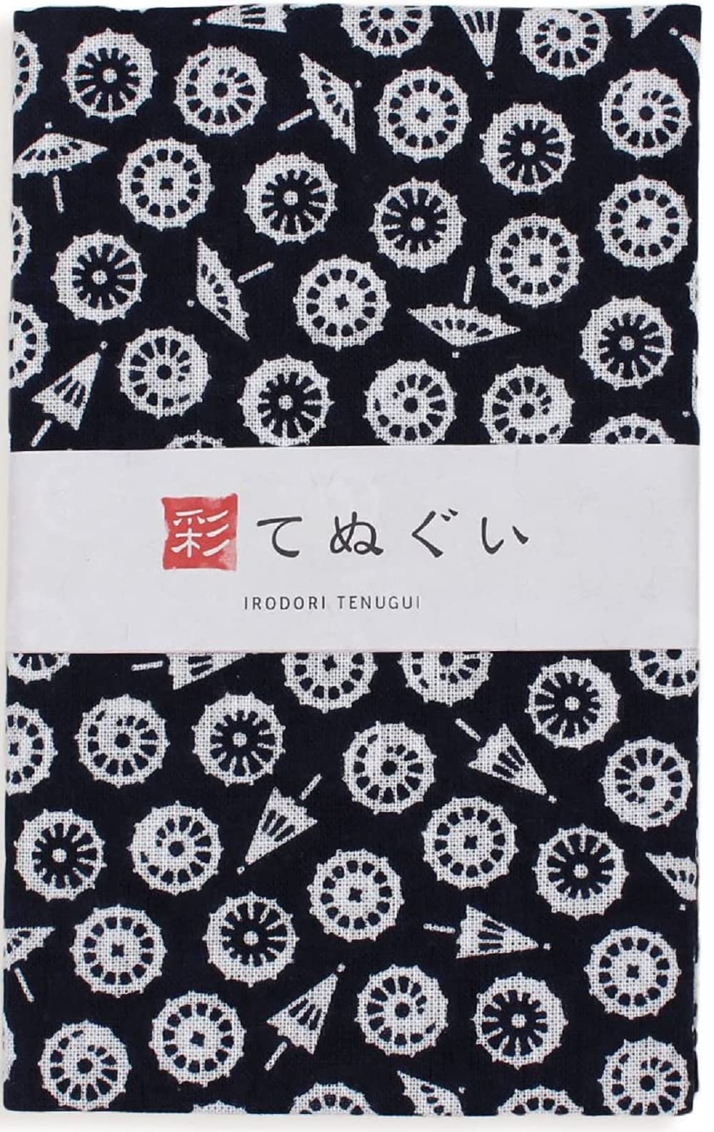 KOMESICHIirodori Japanese Traditional Towel Tenugui Japanese Umbrella 12.99 x 34.64 in with Tenugui Iroha (English Manual)