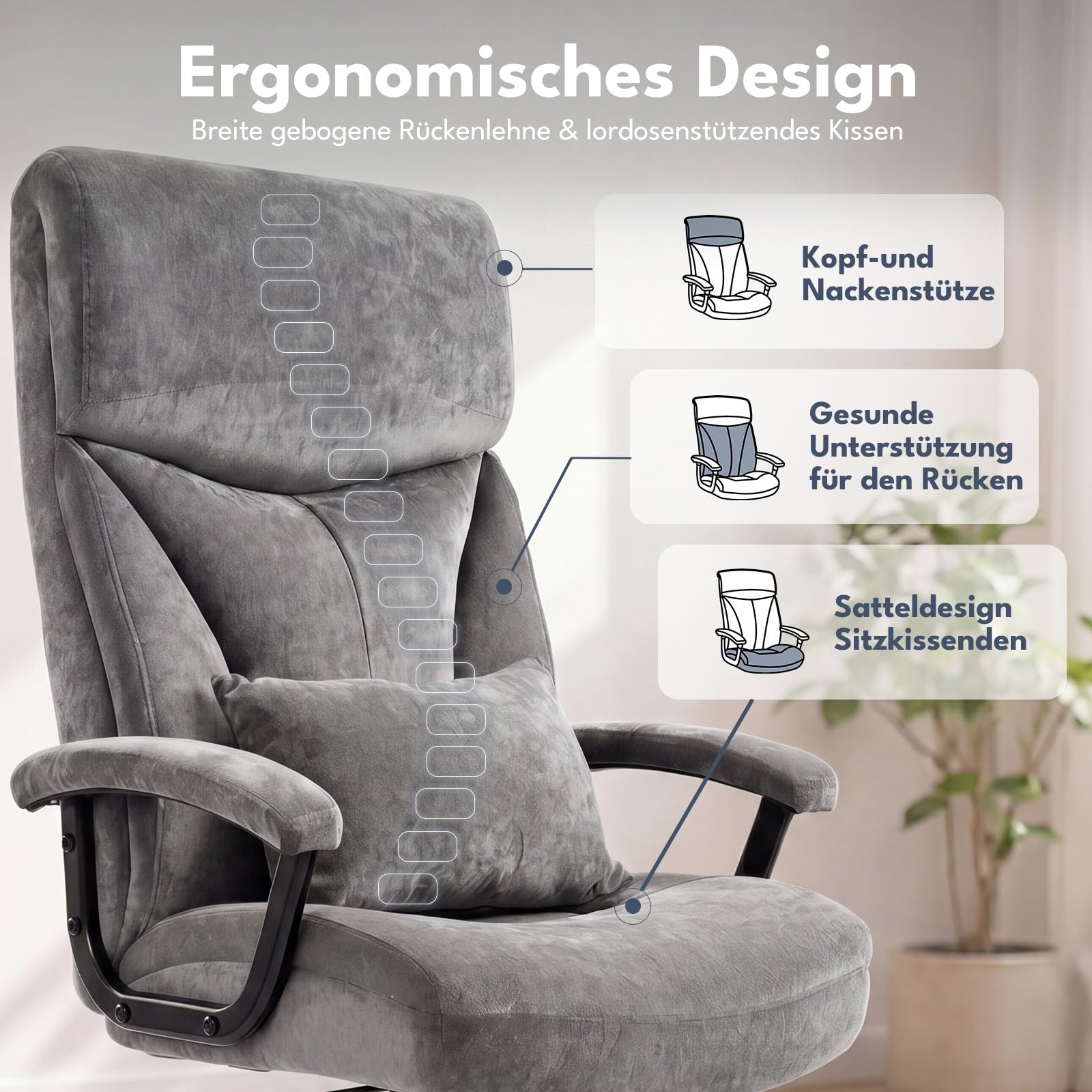Bürostuhl 200kg, Chefsessel, Office Chair XXL Breiter Sitzfläche