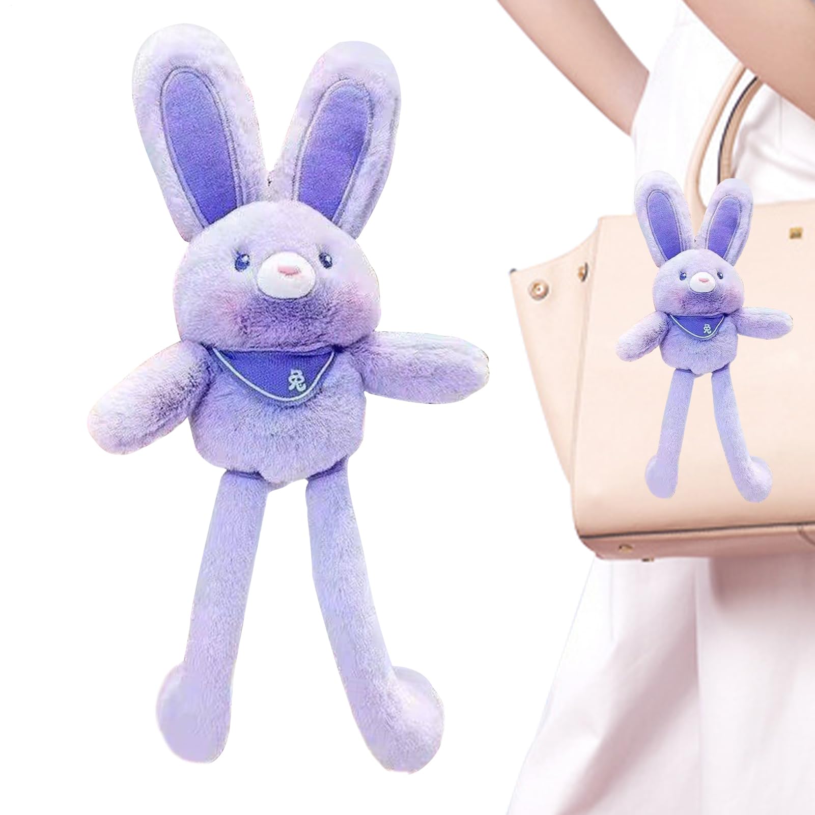 Pull-Up Rabbit Plush Keychain 11inch Pull-Out Cute Bunny