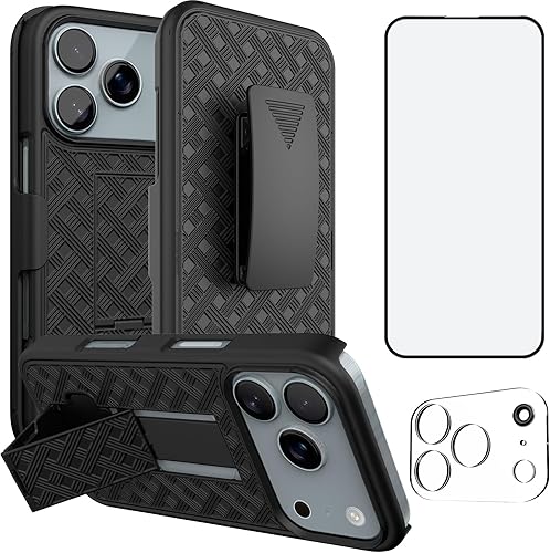 Miniatura 17 de Ailiber Funda compatible con iPhone 15 Pro Max, funda para iPhone 15 Pro Max con lente de cámara y protector de pantalla, soporte giratorio