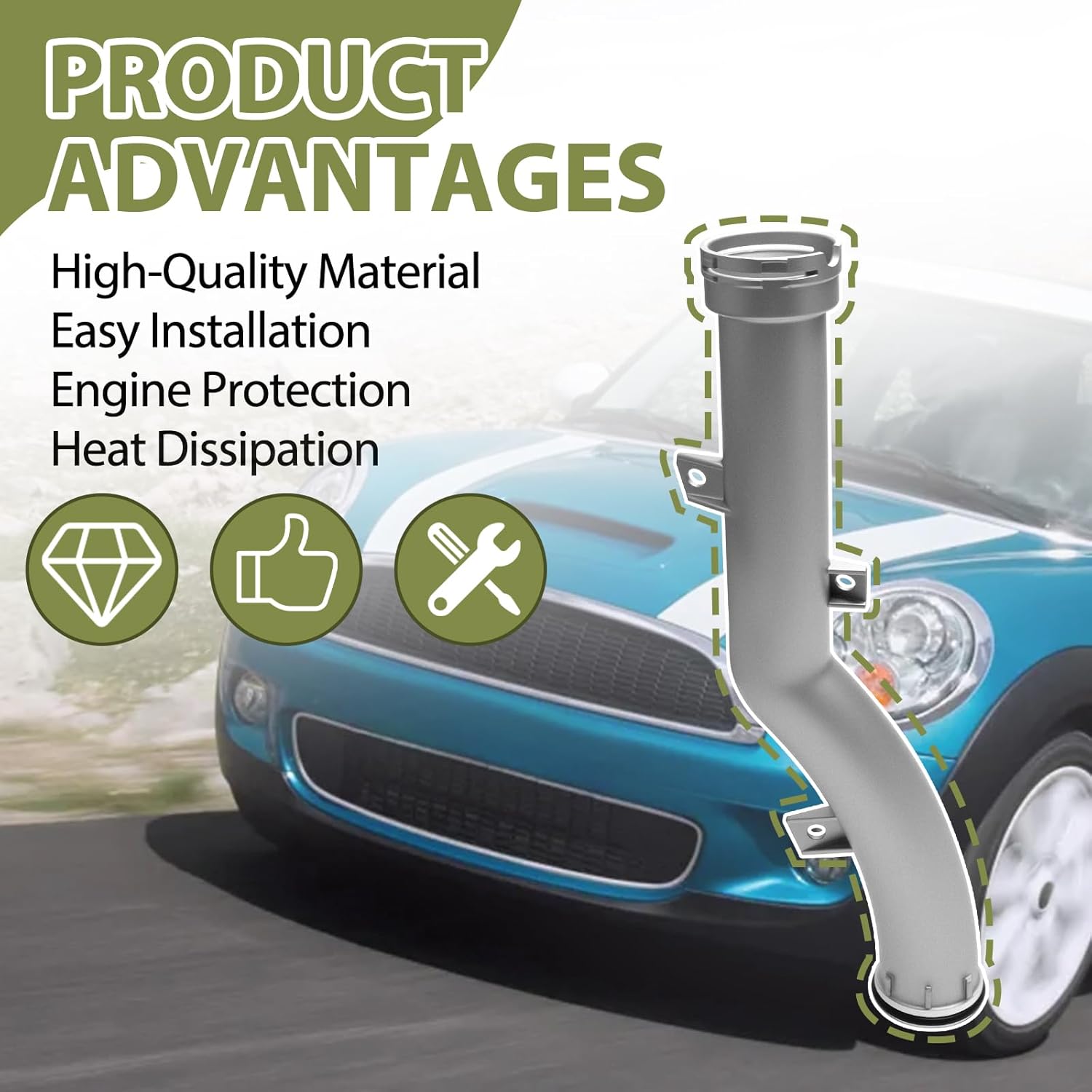 Upgraded Aluminum Engine Coolant Pipe with O-Ring Fit for Mini Cooper R55 R56 R57 R58 R59 R61 Replace 11537589713 11537541845