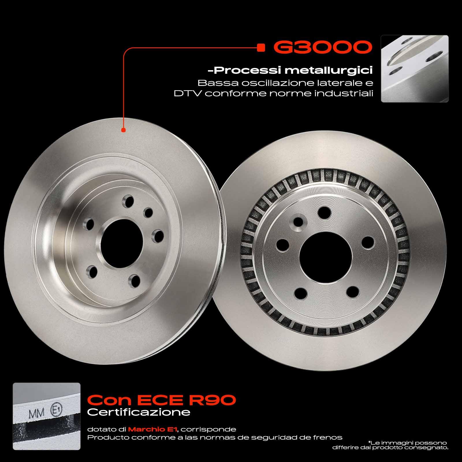 Frankberg Set freni incl. 2x Dischi Freno + 4x Pastiglie dei Freni Posteriore Compatibile con XC60 156 Replace# 31277357,31471033