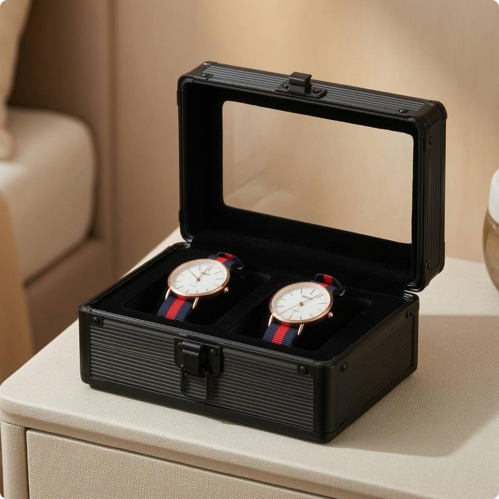 Étui Montre Double Organisateur Coffret, Noir, style to 1
