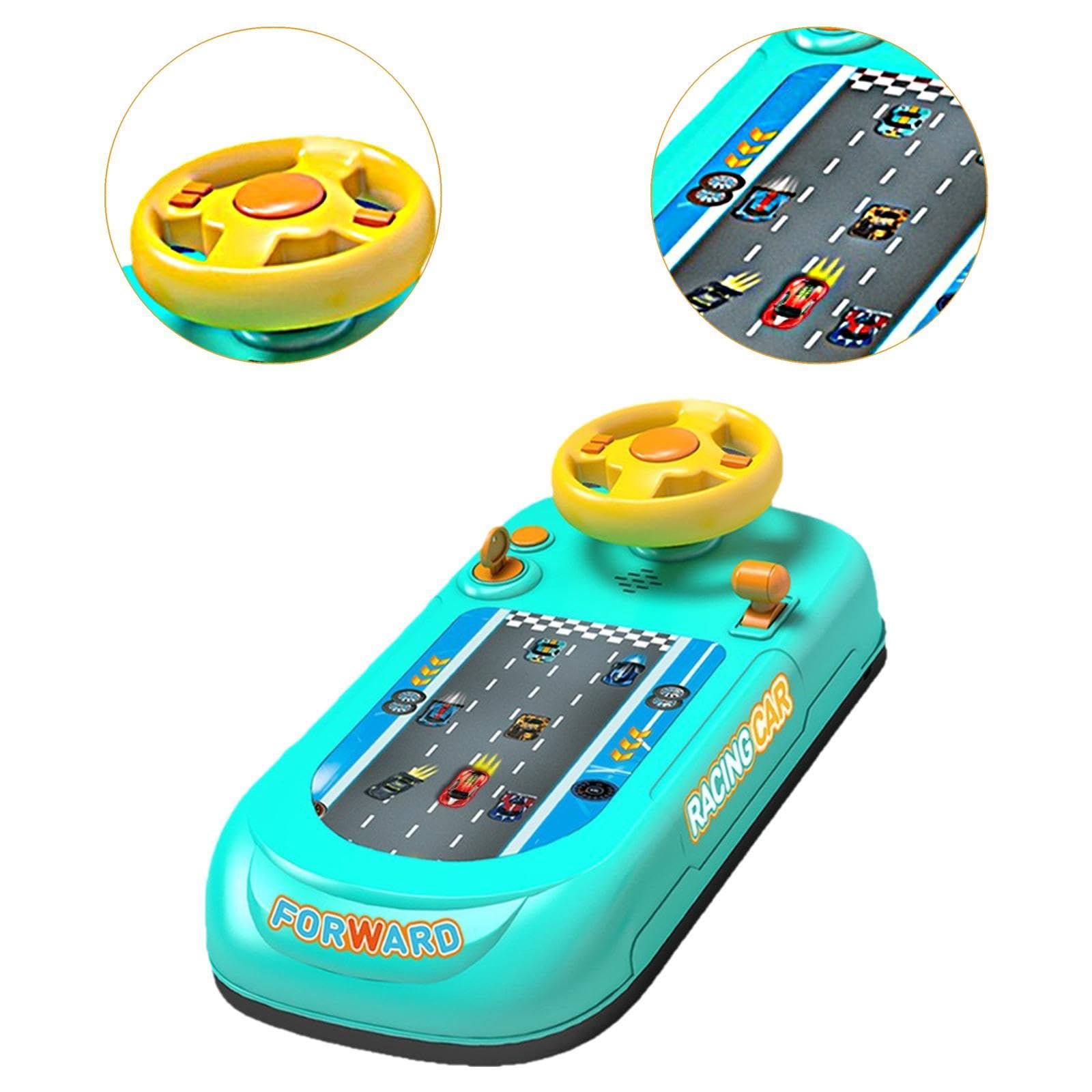 Jeu de Course avec Volant Interactif, Jouet de Simulation de Conduite avec Musique et Effets Sonores, Volant Éducatif pour Garçons 3-6 Ans, Robuste pour Développement Coordination, Vert