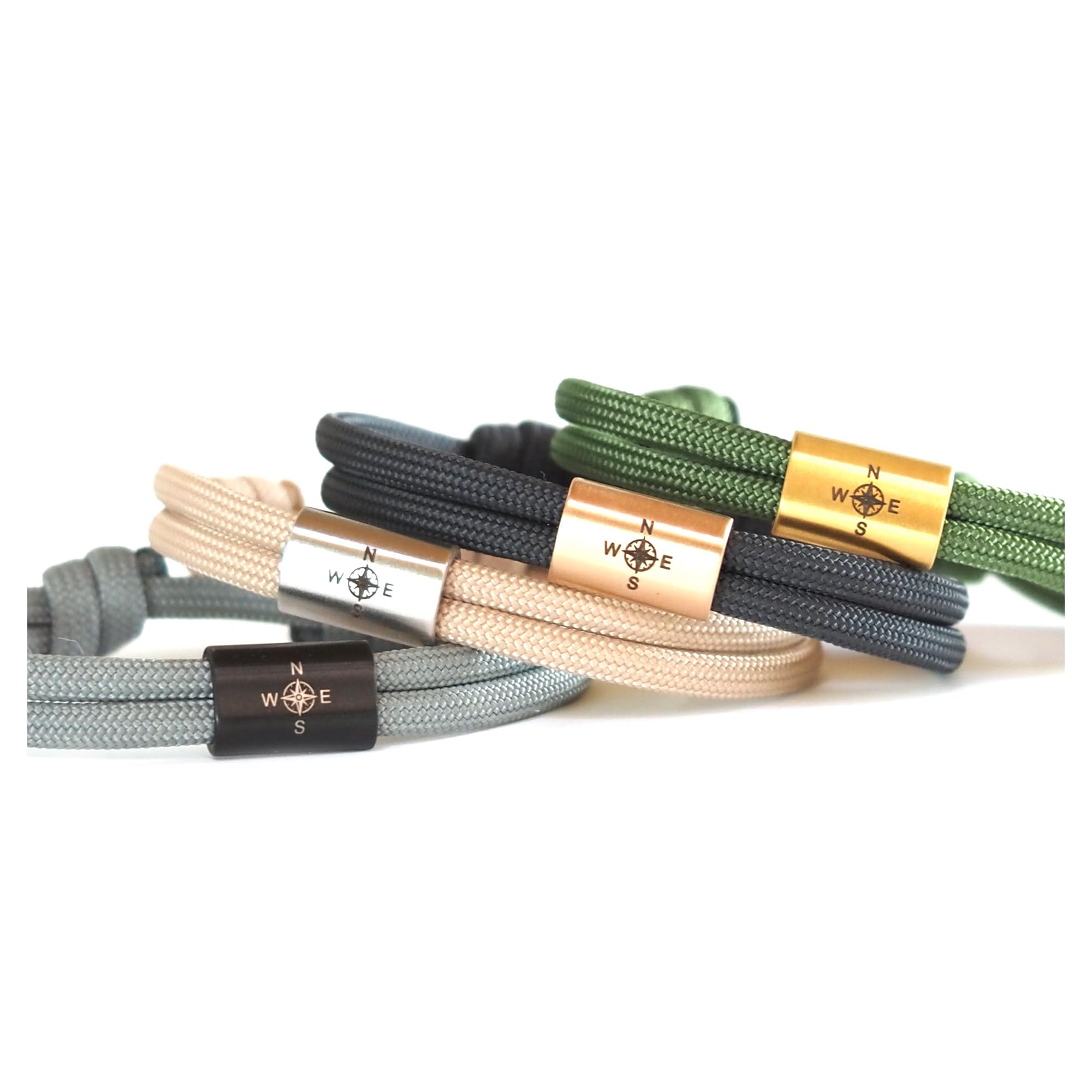 myGreta Armband mit Gravur aus Segeltau, Kompass, Surfer Armband, Weltreise, Reisen, Reiselust, Weltenbummler, Wegweiser, Unisex, Edelstahl