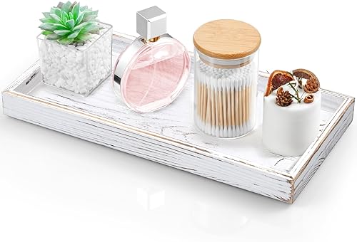 Miniatura 8 de ALELION Bandeja de tocador pequeña de 6" para baño - Bandeja dispensadora de jabón de cocina de madera de acacia - Bandeja decorativa para tocador