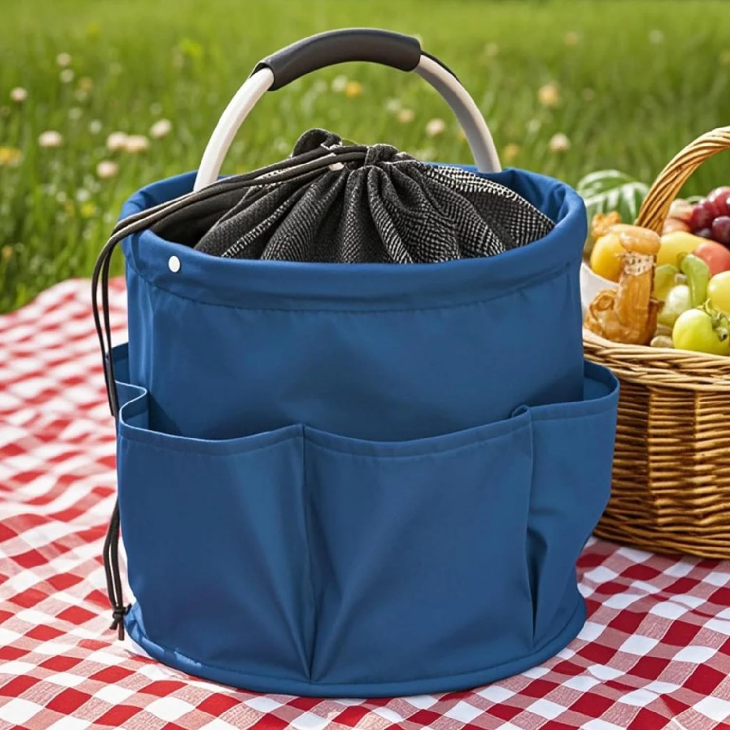 Borse portaoggetti per utensili da campeggio, borsa portatile da picnic, borsa per attrezzi di grande capacità per viaggi, uso interno/esterno, ideale per picnic, campeggio e organizzazione