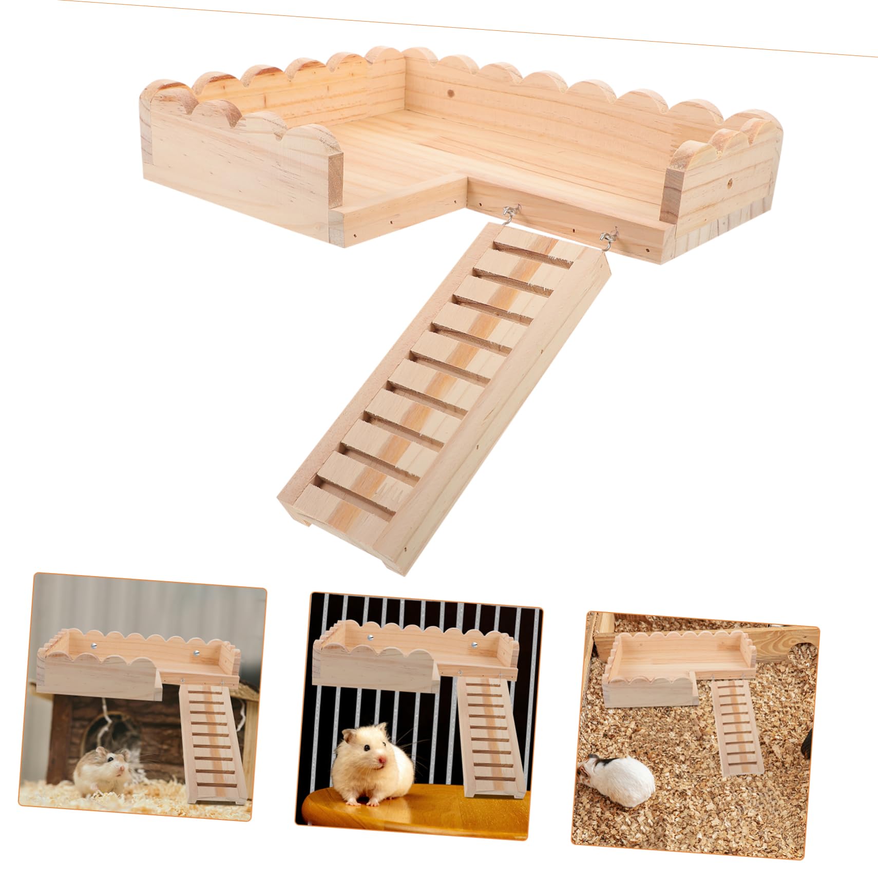 HANABASS Holzplattform als Spielzeug Satz aus Massivholz Hamster und Zubehör mit Einfacher Montage und Kompakter Aufbewahrung für Kleintiere Wie Hamster und Rennmäuse