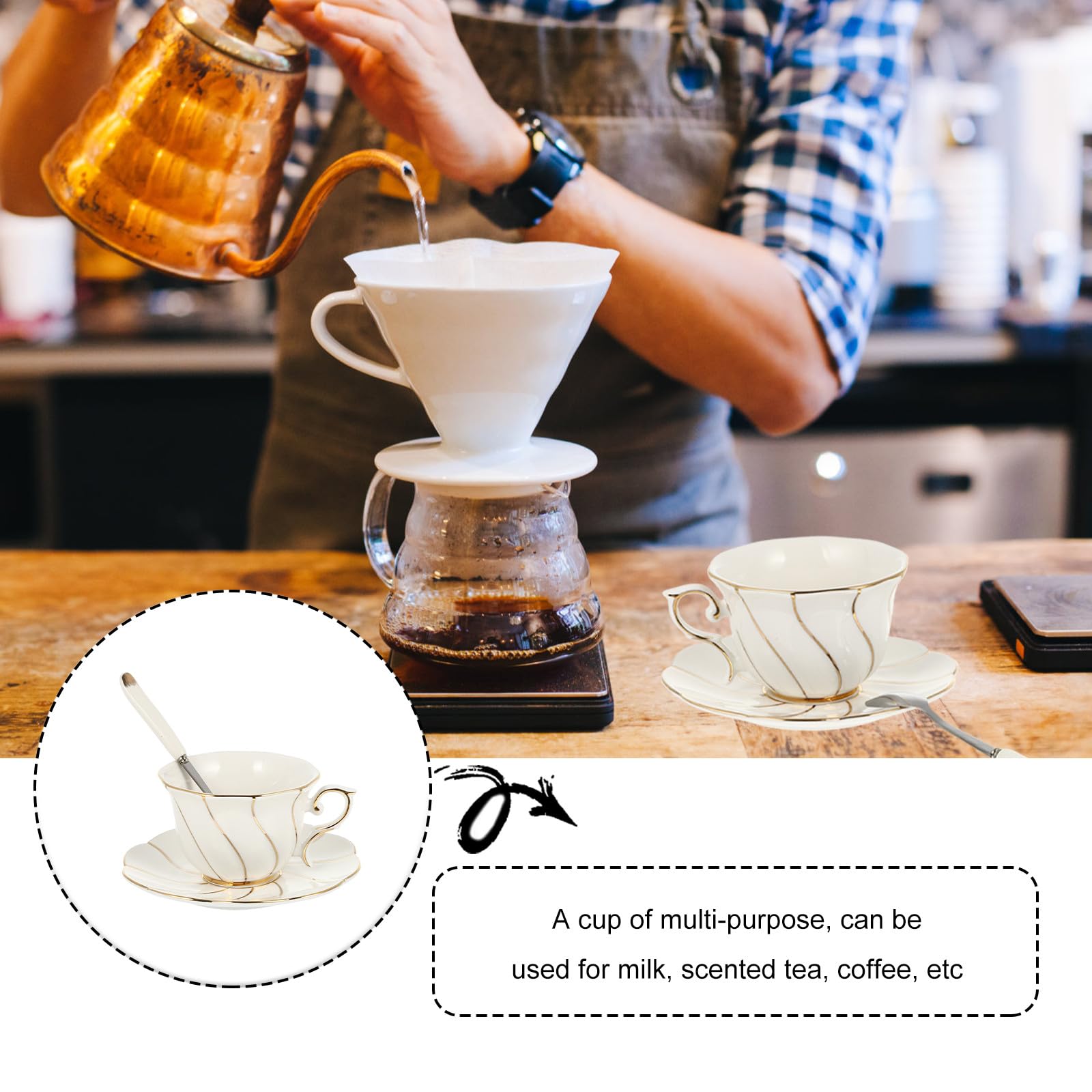 Elegantes Kaffeetassen Satz aus Keramik mit Großem Fassungsvermögen Robust und Komfortabel für Café und Restaurant Geeignet