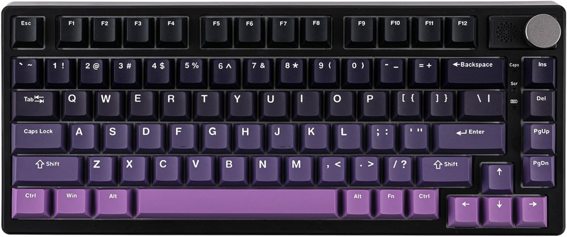 HE75 Wireless Gaming Keyboard with Hall Effect Switch and Changeable Knob Module, Rapid Fast Magnetic Keyboard with Adjustable Trigger, 2.4G/Bluetooth Keyboard, RGB Backlit (Black Purple)