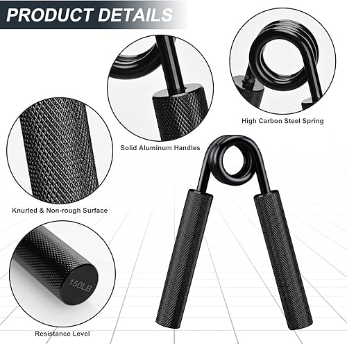 Miniatura 3 de Juego de fortalecedores de agarre de mano de metal (100, 150, 200, 250 libras), entrenador de fuerza de agarre, entrenador de agarre de