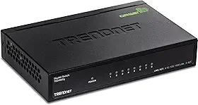 Interruptor de rede Gigabit de 8 portas TRENDnet, TEG-S82G, divisor Ethernet, Ethernet/Switch de rede, 8 portas Gigabit Ethernet 10/100/1000 Mbps, capacidade de comutação de 16 Gbps, metal, proteção vitalícia