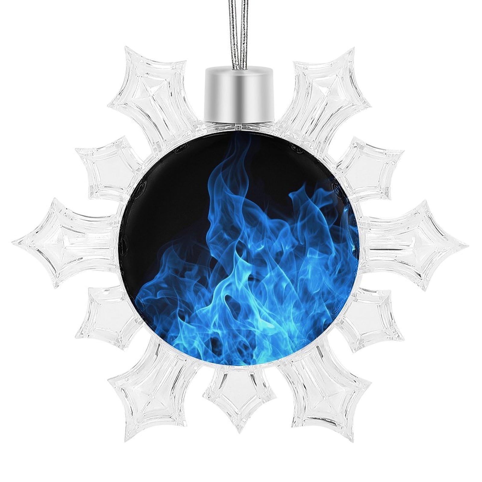 Blue Flame Snowflake Decorations, Winter Snowflake Ornaments Christmas Party Decorations Christmas Tree Decorations for Xmas Tree Winter New Year Party Supplies