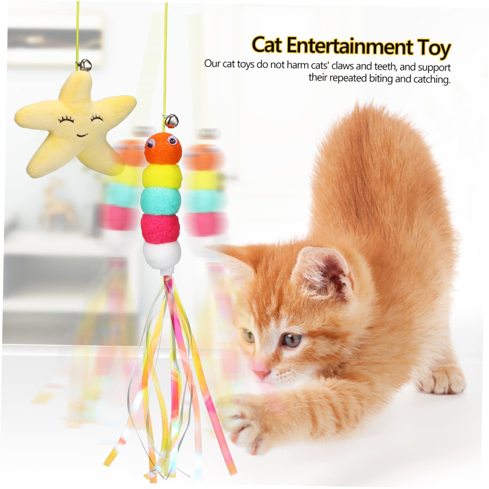 INOOMP Stück Hängendes Katzen Teaser Spielzeug Katzenschaukeln Für Drinnen Katzen Kätzchen Katzenstock Spielzeug Stofftier Katzenspielzeug Tür Katzenminze Spielzeug
