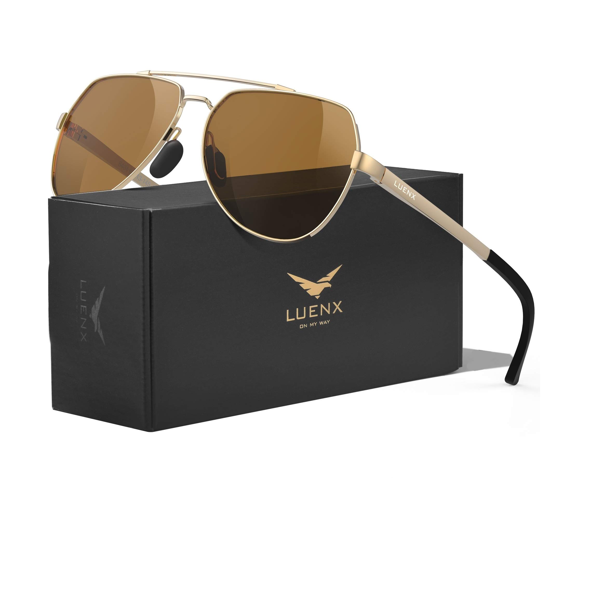 Aviator Sunglasses for Men Women Polarized New Shades Large Metal Frame - UV 400 Protection