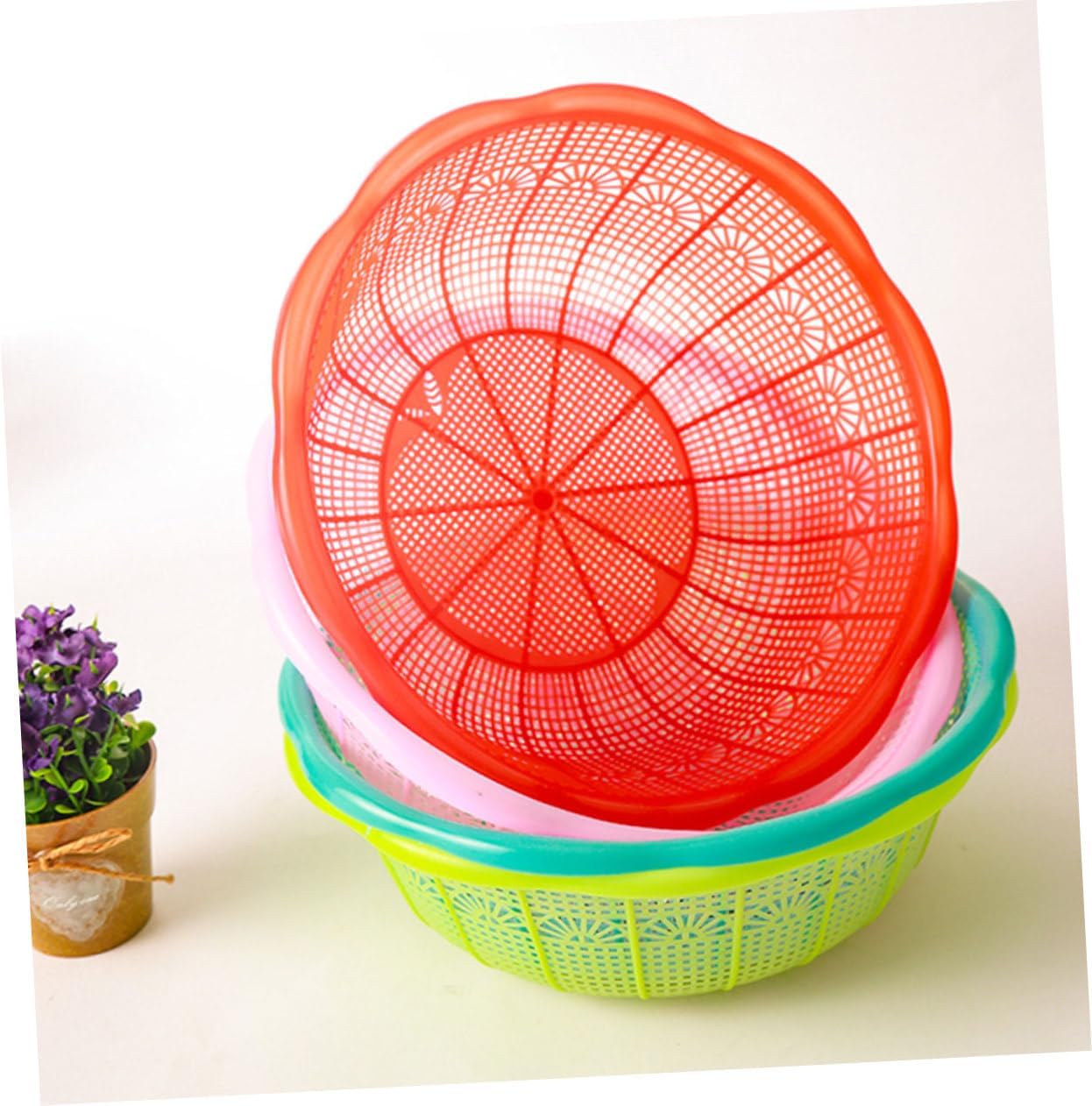 Multipurpose Plastic Washing Basin 10pcs Draining Basket for Rice Fruits and Vegetables Removable Strainer for Kitchen Use Random Color