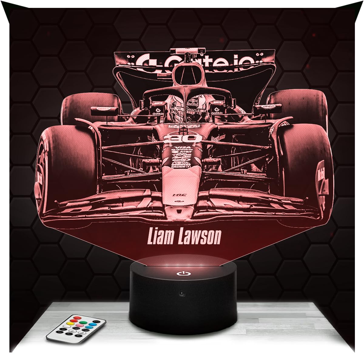 Lampephoto.fr - 3D Lamp Liam Lawson F1 Formula 1 Racing Driver, Touch LED Night Light, 3D Hologram Effect, Christmas Birthday Gift Idea for Men, Bedroom Decoration Object