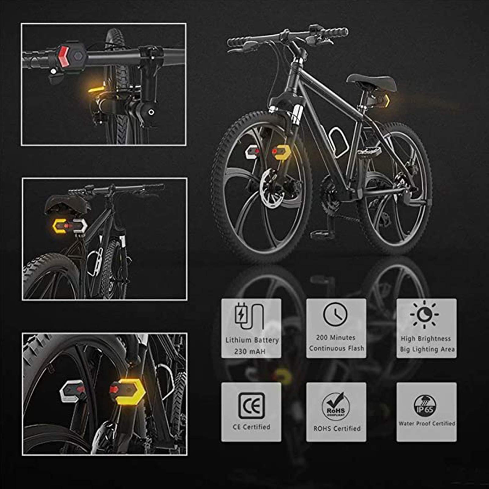 Luce Posteriore per Bici LED USB Ricaricabile Impermeabile Luce Posteriore per Bici con indicatori di direzione indicatori Anteriori e Posteriori per Bicicletta Intelligenti con Telecomando Wireless