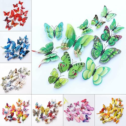 Lioaeust Adesivo da parete 3d, 12 pezzi farfalla