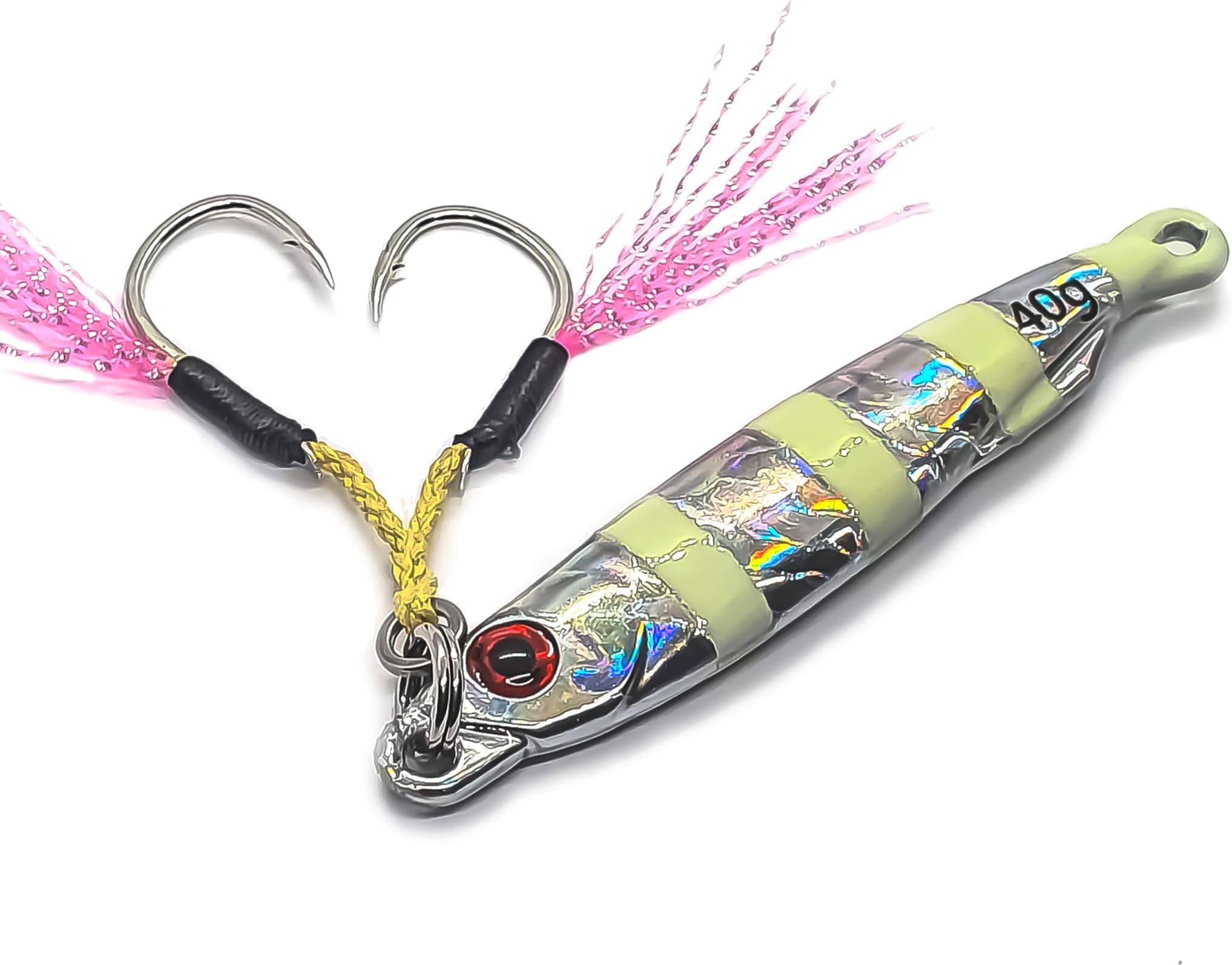 TG Fishing Lure Jig, With Twin Assist Hooks, Shimmering Fibers, Tungsten, Fishing Jig, Hard Bait, Fishing Tools, fishing accessories and equipment