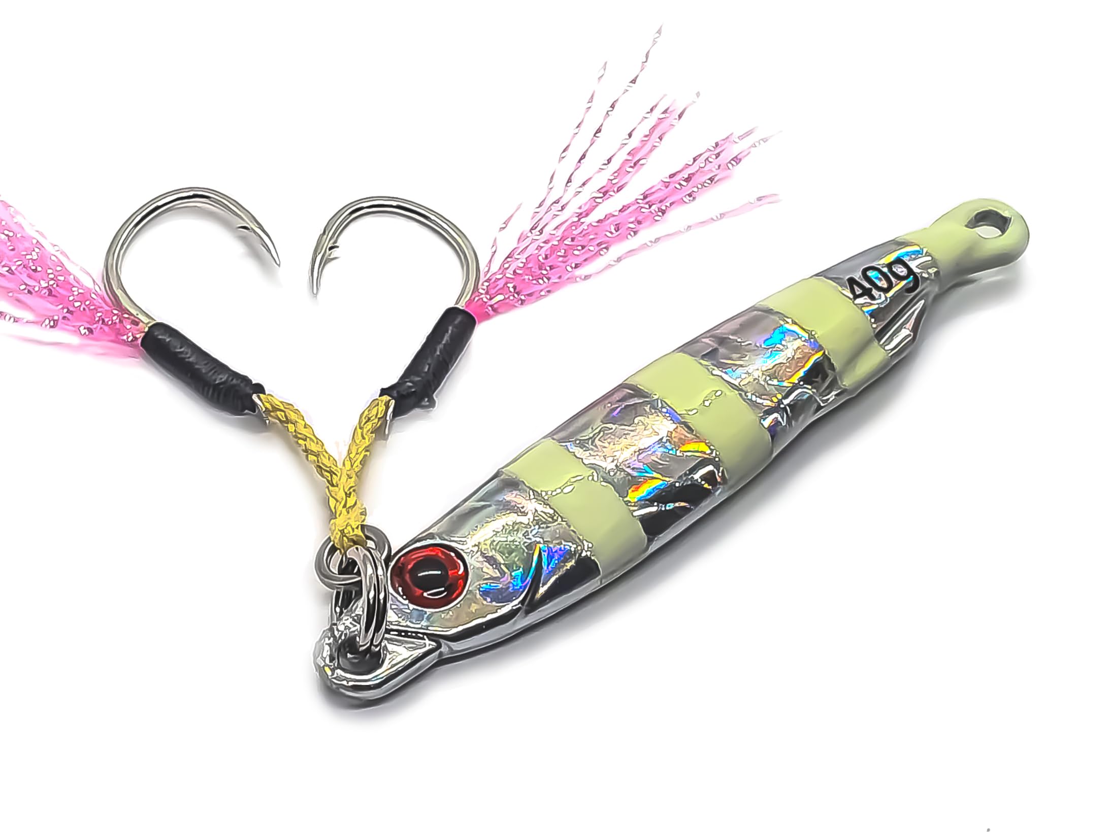 TG Fishing Lure Jig, With Twin Assist Hooks, Shimmering Fibers, Tungsten, Fishing Jig, Hard Bait, Fishing Tools, fishing accessories and equipment