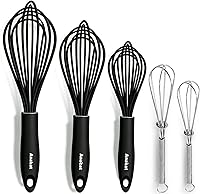 Vista 10 de Anaeat Juego de 4 batidores de cocina de silicona, perfectos para utensilios de cocina antiadherentes, batidora de leche y huevos para batir