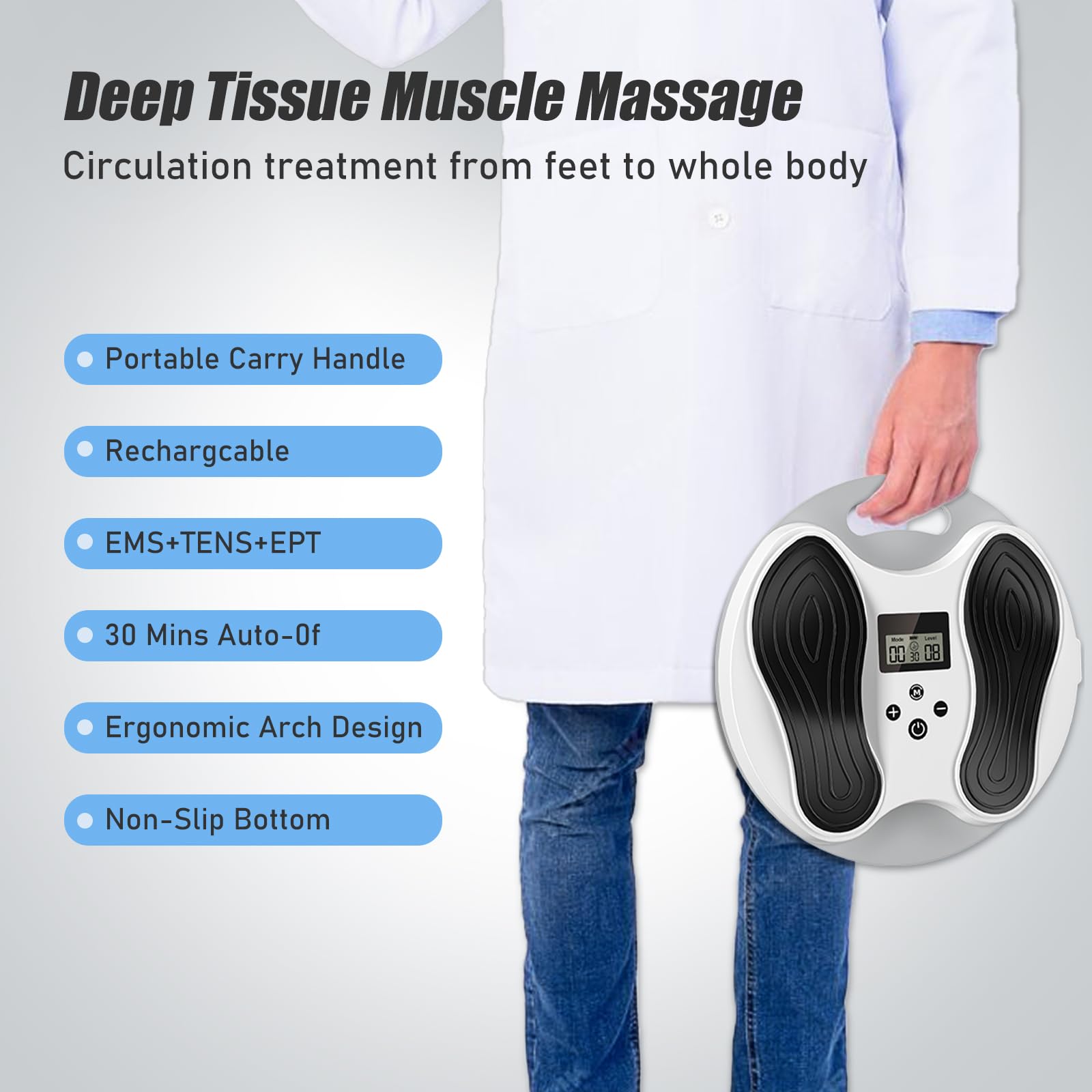 Masseurs de pieds rechargeables pour la douleur et la circulation, masseur de pieds EMS, machine de circulation des pieds, masseur de pieds sans fil EMS et TENS, pour soulager la douleur neuropathie