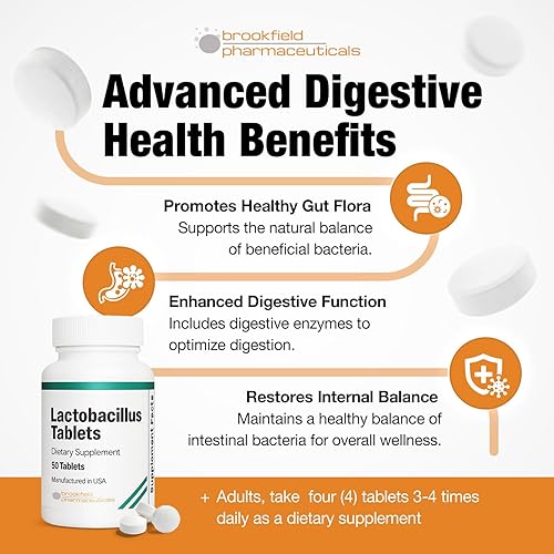 Miniatura 4 de Probióticos Lactobacillus para mujeres y hombres, 50 tabletas con Lactobacillus Acidophilus y probióticos Bulgaricus, suplementos dietéticos para