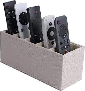 5-Slot Remote Control Holder, PU Leather TV Remote Caddy for Table