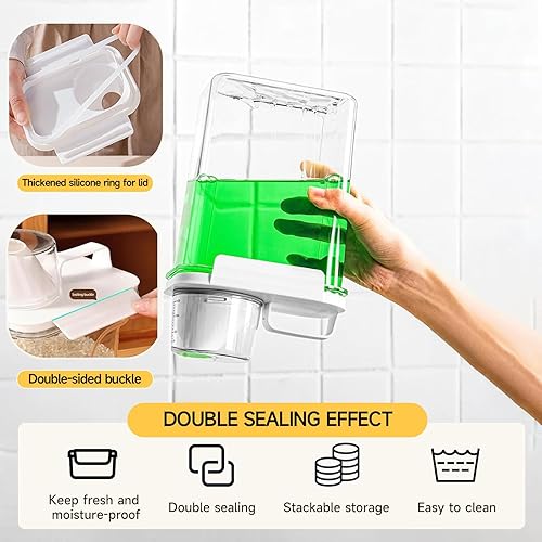 Miniatura 4 de Contenedor de cereales y dispensador de almacenamiento de arroz, organizadores herméticos de almacenamiento de alimentos sin BPA, contenedores de