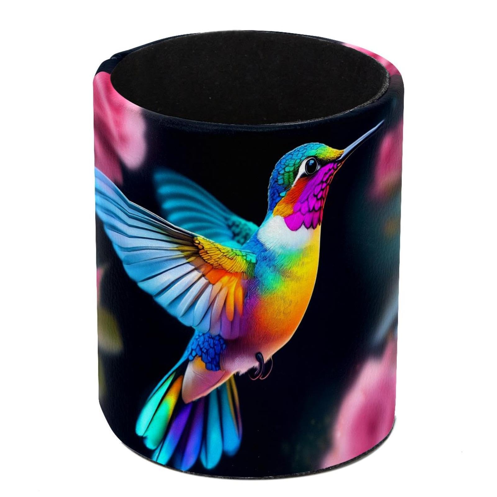 HEOEH Hummingbird Pen Holder for Desk, PU Leather Pencil Holder Pen Cup Marker Holder Makeup Brush Holders, Desk Accessories & Workspace Organizers for Home, Office