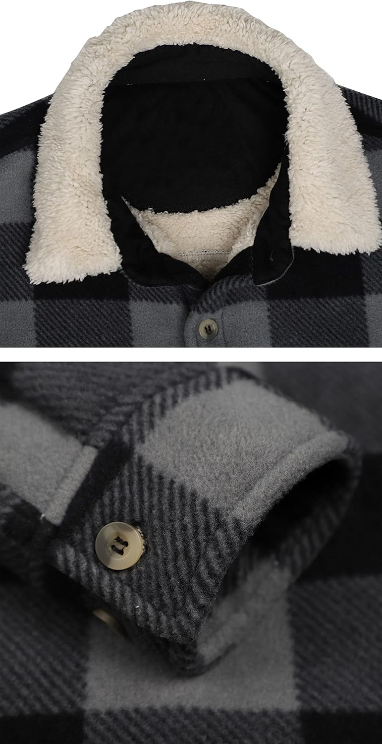 Gary Com Mens Flannel Jacket Sherpa Lined Plaid Heavyweight Fleece Shacket Casual Long Sleeve Warm Winter Outwear - Image 8