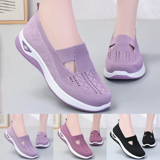 Orthopedic Shoes for Women Slip on Sneakers Shoes Woven Arch Support Breathable Soft Sole Diabetic Walking Shoes Comfort Non Slip Work Sneakers