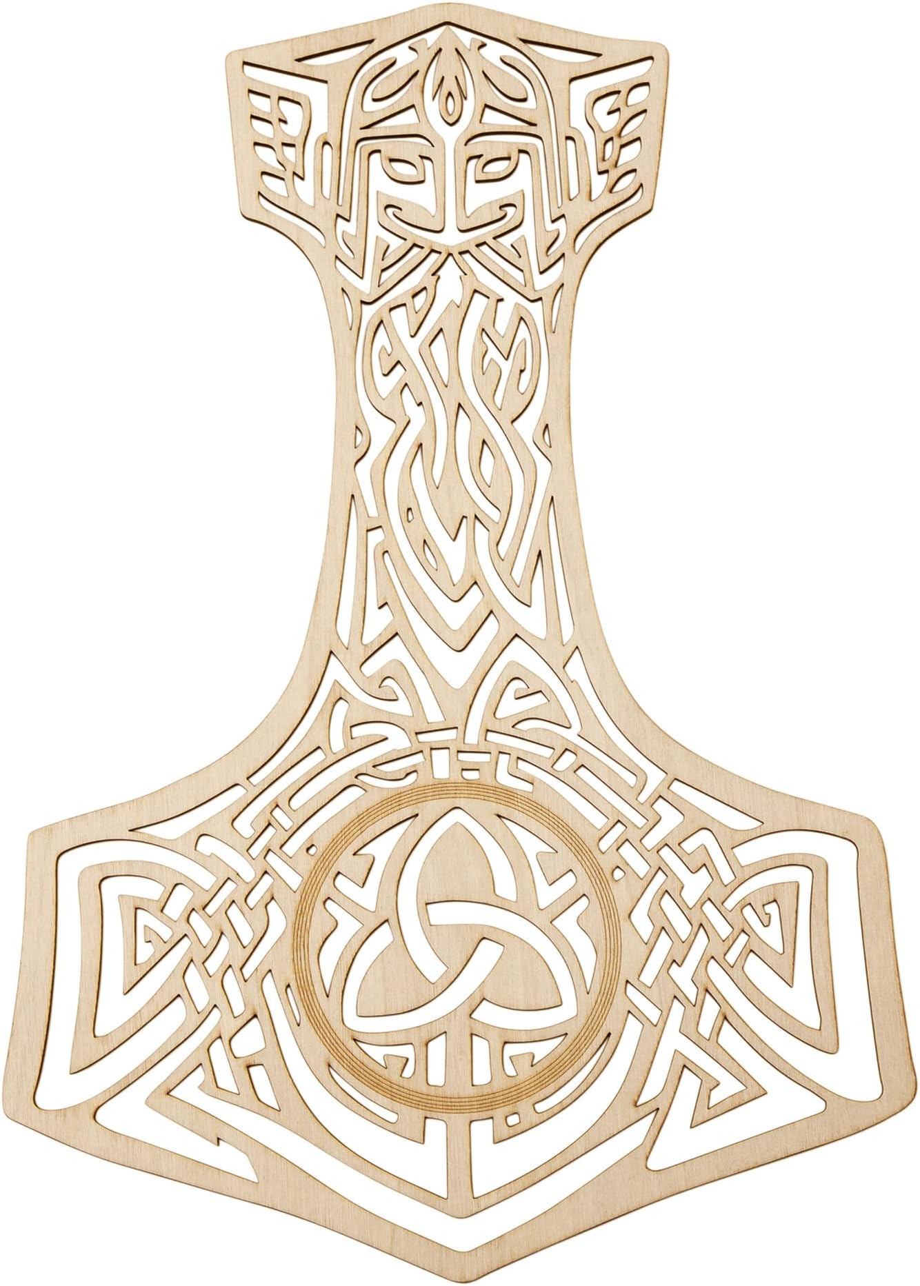 Fourth Level MFG 12" Celtic Thor Hammer, Ancient Gaelic Wood Wall Art,Protection and Strength Symbol, Sacred Mystical Sculpture for Hanging Home Decor