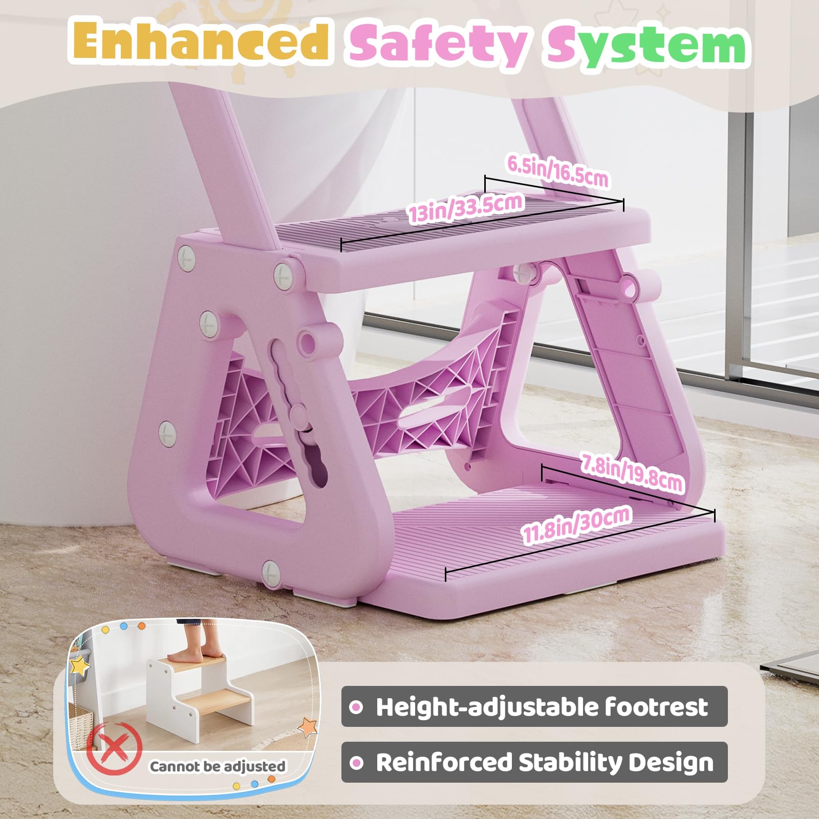Riduttore Wc Bambini con Scaletta, 2 In 1 Scaletta Wc Per Water Bambini con Struttura a Triangolo, Paraspruzzi Estesi Regolabile e Pieghevole Sgabello Antiscivolo, Adattatore per Bambino e Cuscino