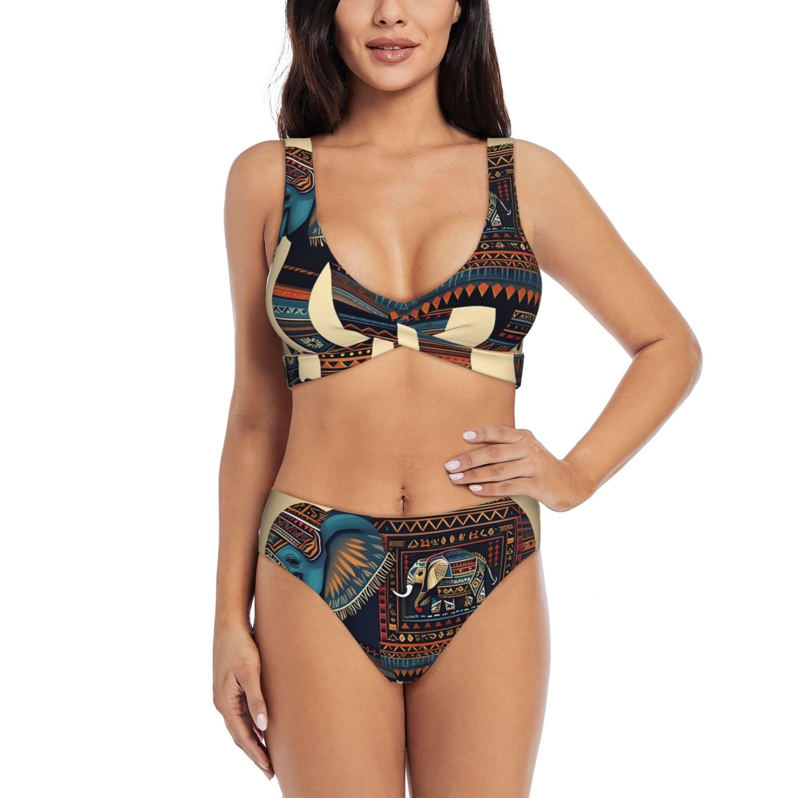 Maillot de bain gainant pour la plage à motif éléphant aztèque - 8