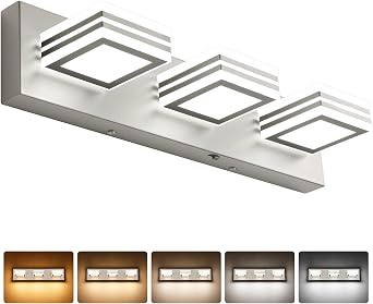 SOLFART LED Bathroom Vanity Light Fixtures 3 Light Brushed Nickel Modern Acrylic Bathroom Wall Lighting Fixtures Over Mirror 20in 5CCT